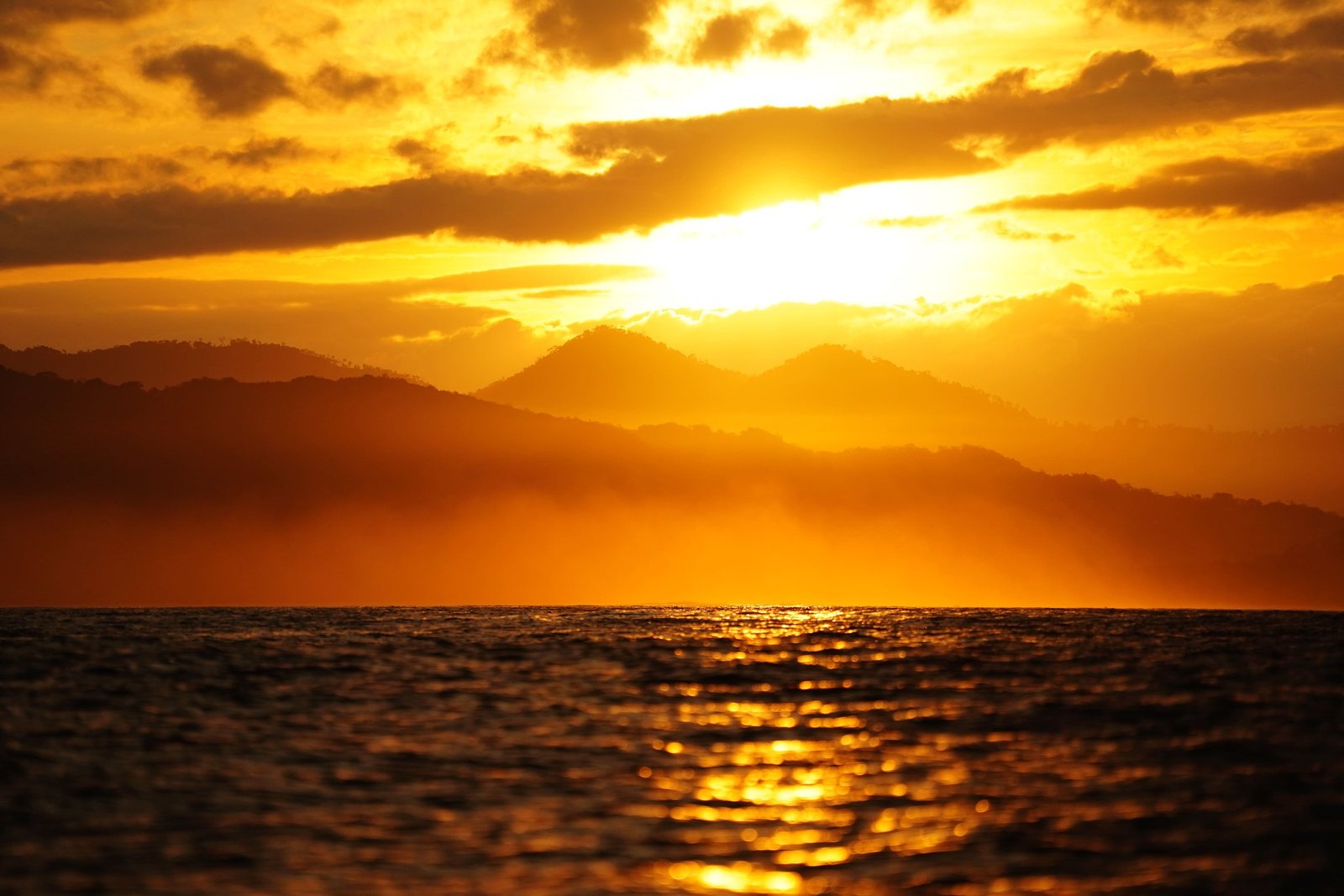 Sunset over the ocean in West Sumbawa
